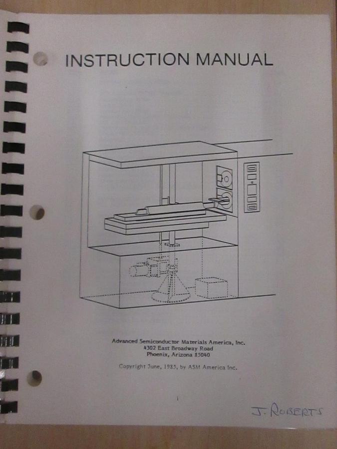 Used ASM PECVD Soft Contact Loader Instruction Manual, Used