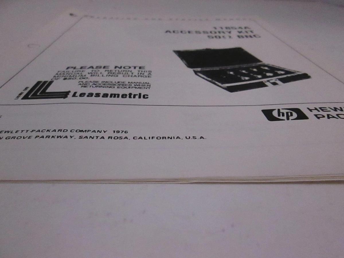 Used HP 11854A Accessory Kit, Operating and Service Manual, Used