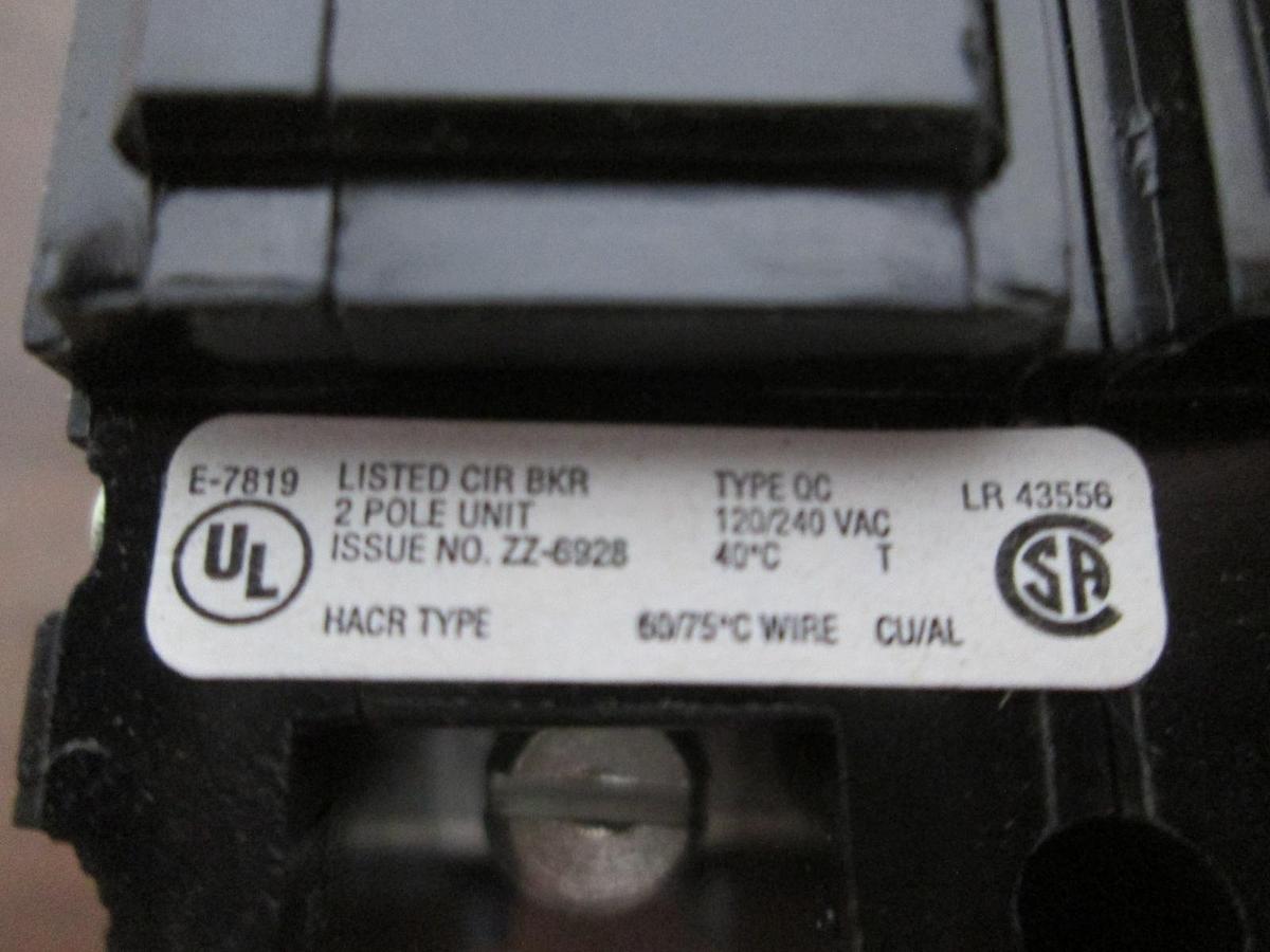 Cutler Hammer, QC HACR Type, Quicklag, Two Pole Circuit Breaker, 60A, New