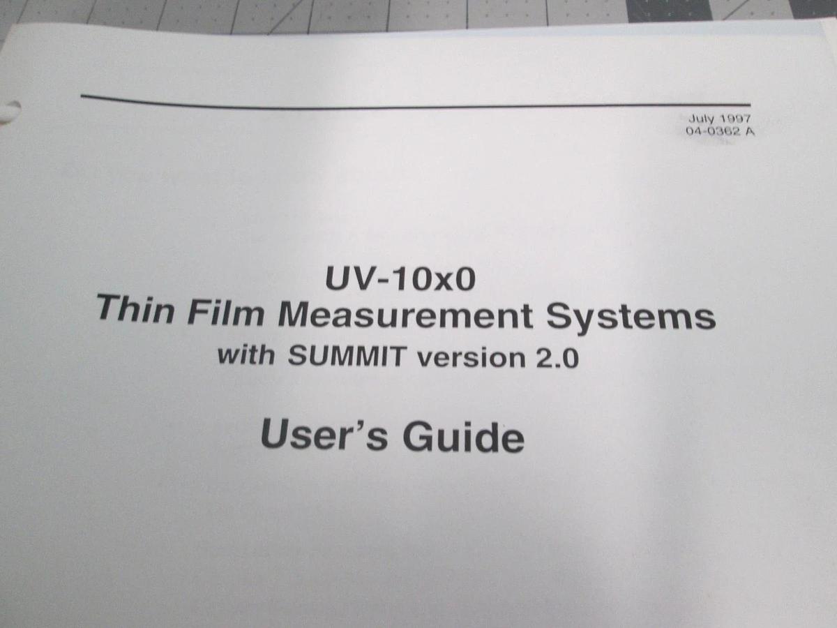 Used Tencor, UV-10x0 Thin Film Measurement Systems w/ Summit Vers 2, User Guide, Used