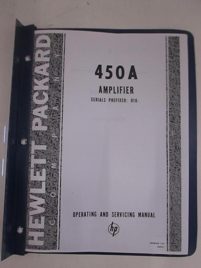 Used HP Model 450A Amplifier Operating and Servicing Manual, Used