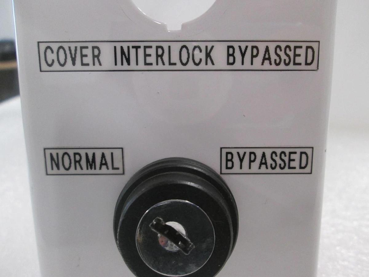 Used Cover Interlock Bypass Panel w/ Emergency Stop Button, Used