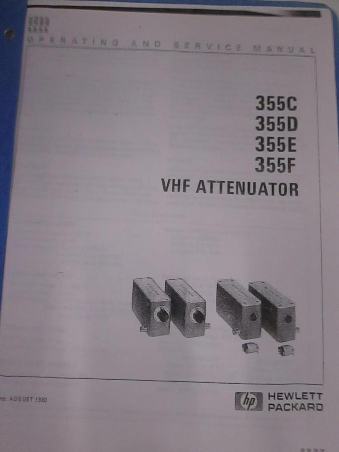Used HP VHF Attenuator 355C, 355D, 355E, 355F Operating and Service Manual, Used
