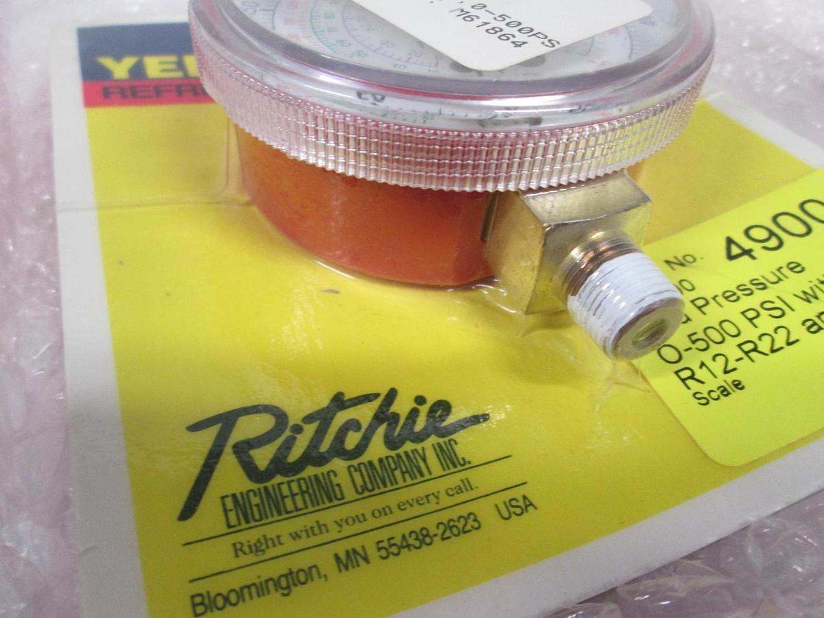 Used Yellow Jacket, Gauge, Refrigeration, 0-500 PSI, New