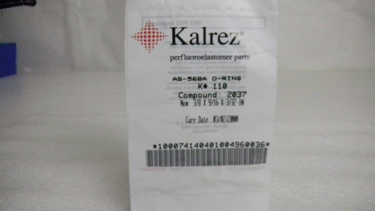 Used Kalrez, White O-Ring, AS-568A, K#110, Compound-2037, 3/8 x 9/16 x 3/32 in, NIP