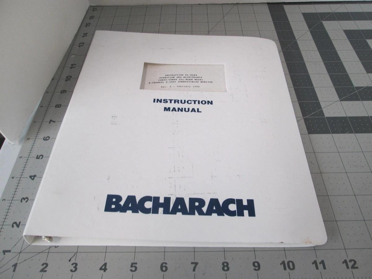 Used Bacharach, CD850/CD860 CAL/NORM Model, Operation and Maintenance Manual, Used