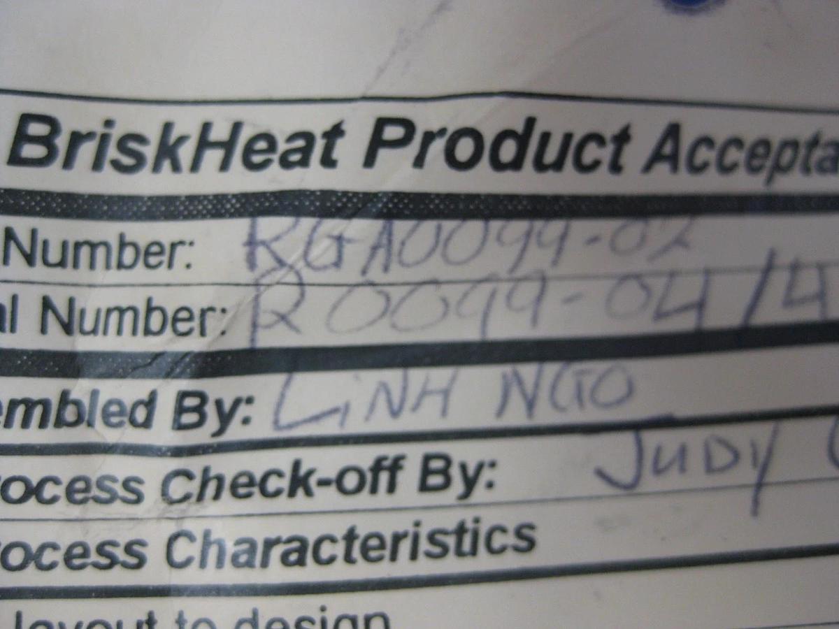 SVG 909855-010 TSM211128, BriskHeat RGA0099-02, Heater Jacket, 120V, 40W,