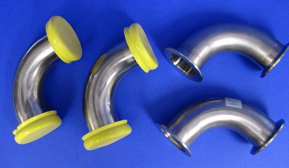 Stainless Steel Vacuum 90° Elbow NW50, 4" x 4", AMAT 0050-31592, Lot of 4