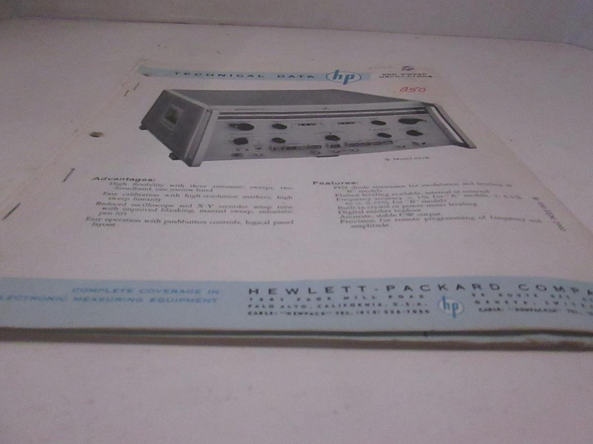 Used HP 690 Sweep Oscillators 1-40Gc Technical Data, Used