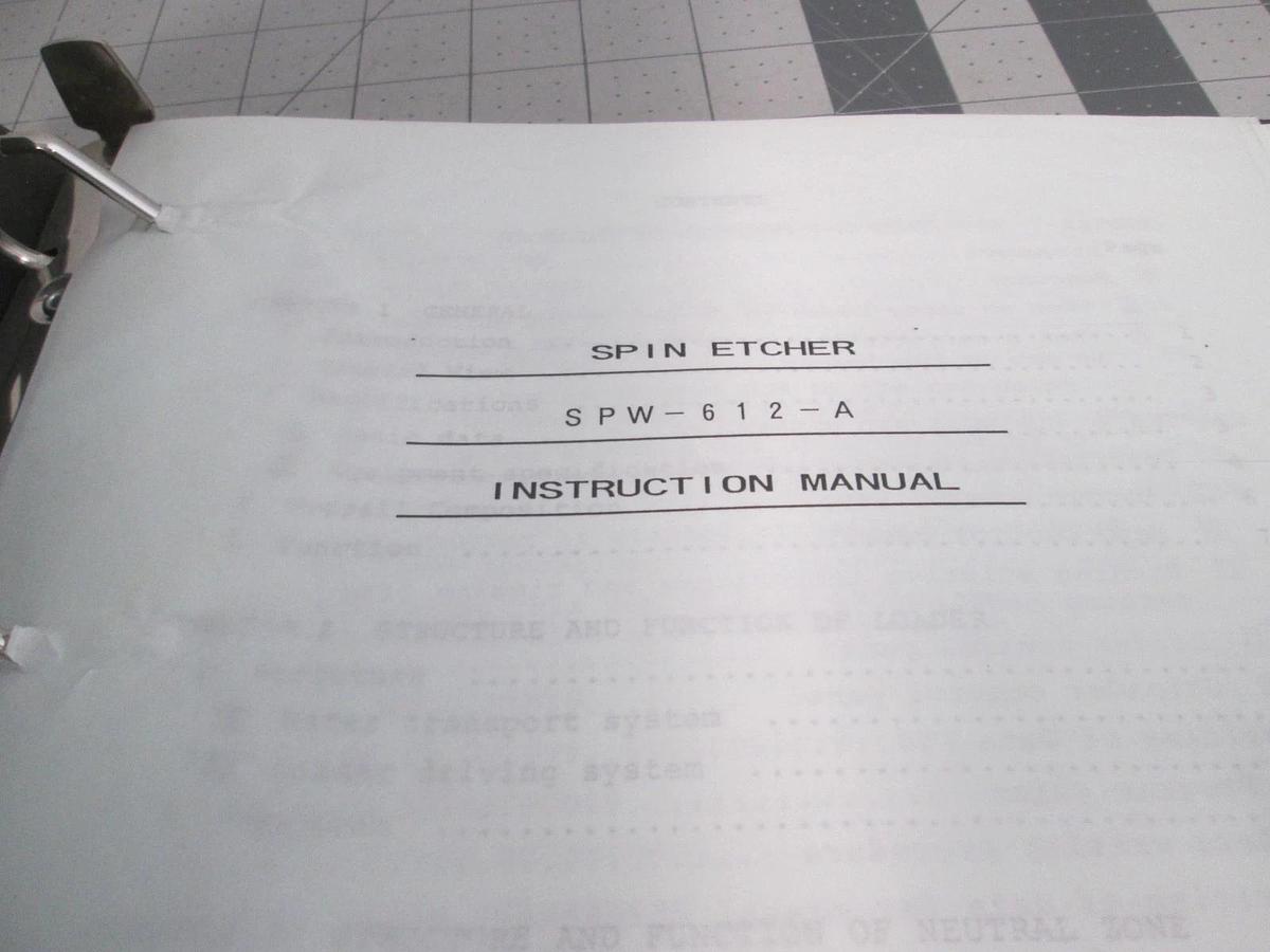Used Screen, SP-W612, Spin Etcher, Instruction Manual, Used