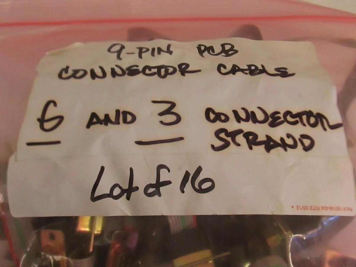 Used AMP 9 Pin PCB Connector Cable, 6 and 3 Strands, Lot of 16