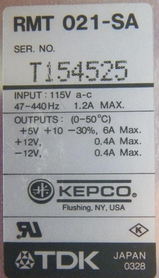 Kepco, TDK RMT 021-SA, Power Supply, New