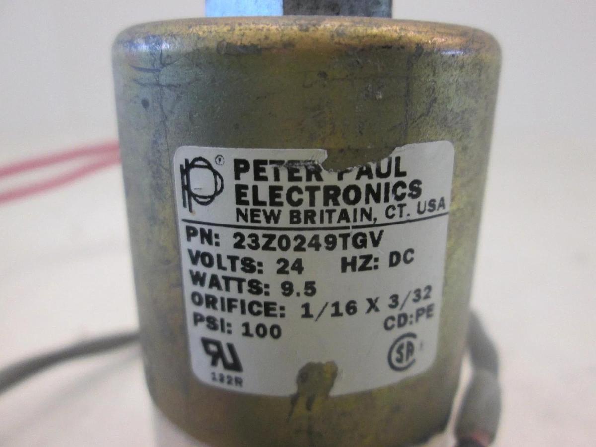 Used Peter Paul Electronics, Solenoid Valve, 23Z0249TQV, 24V. 9.5W. 1/16" x 3/32,Used