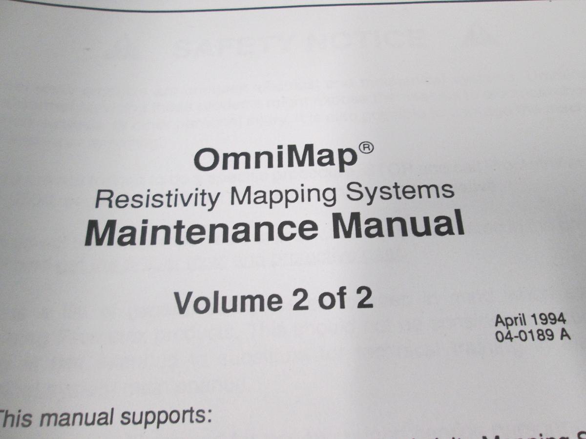 Used Tencore, OmniMap Resistivity Mapping Systems, Maintenance Manual Volume 2, Used
