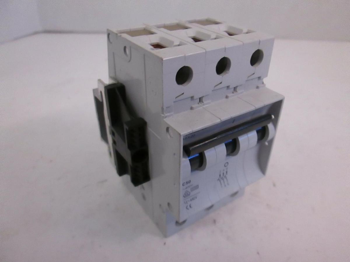 Used Siemens Circuit Breaker, 5SX23 C50, 3 Pole 480VAC, Used