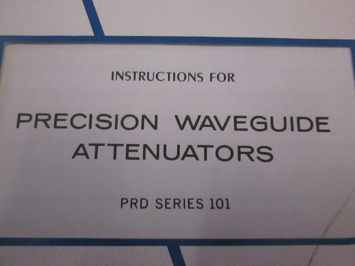Used PRD Precision Waveguide Attenuators Series 101 Instruction Manual, Used