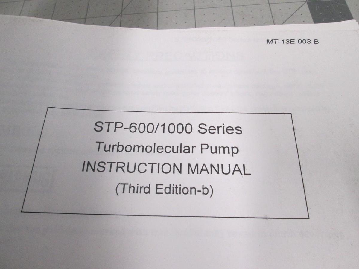 Used Seiko Seiki, STP-600/1000 Series Turbomolecular Pump, Instruction Manual, Used
