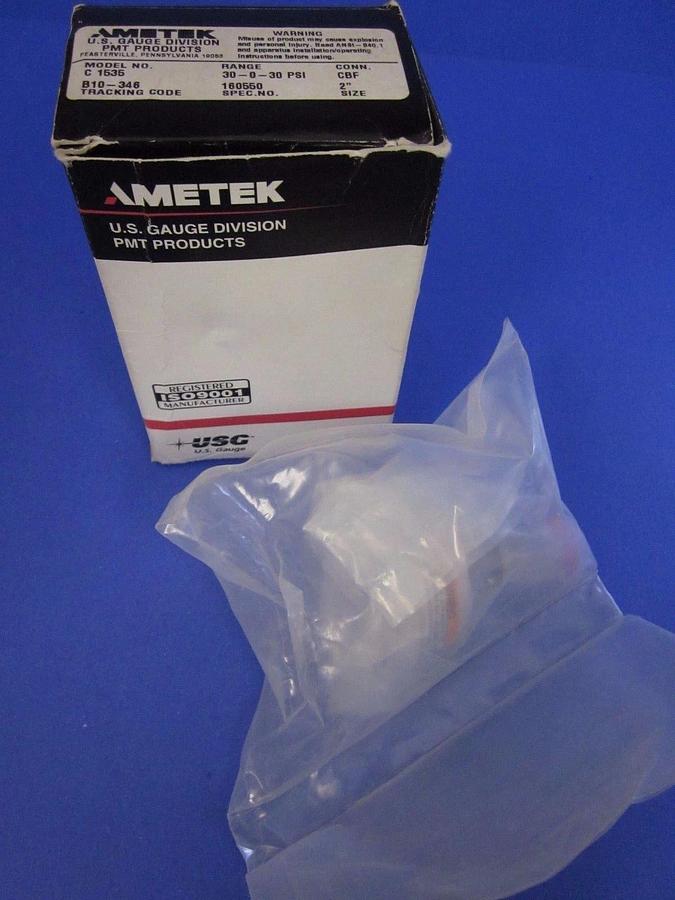 Used Ametek C 1535, Cleanroom Gauge, 30-0-30 psi, 1/4" FVCR Back Mount, New
