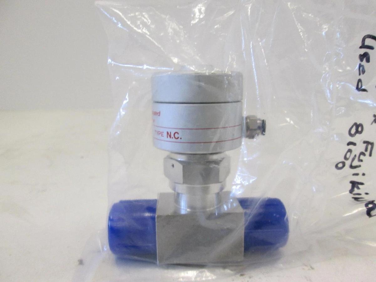 Used Fujikin, O.P. .34 -.69 MPa Pneumatic Valve, N.C, 316L, 1/2 MVCR, Used