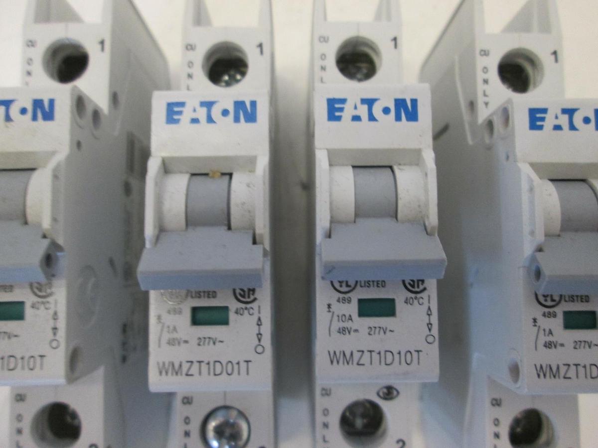 Used Eaton, Single Pole Circuit Breaker, WMZT1D10T, Used, Lot of 4