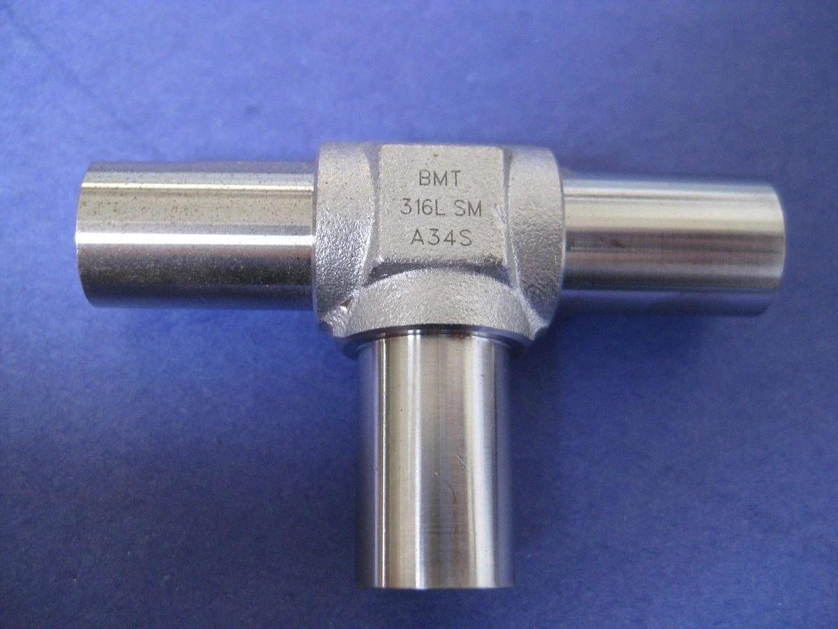 Stainless Steel 1/2" Tube Butt Weld Tee Union Tee, BMT, Lot of 4, New