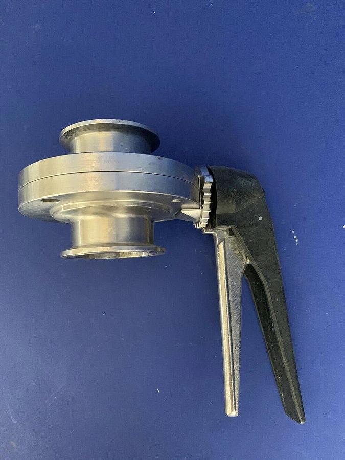 Used 2" Sanitary Flange Butterfly Valve with Handle, Used