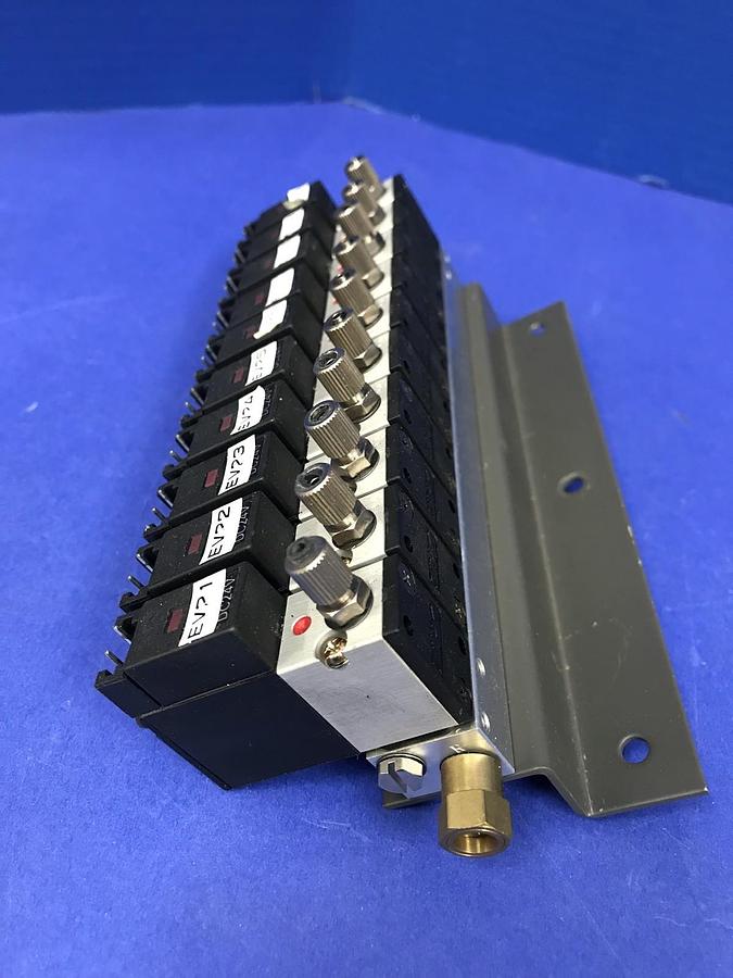 Used Koganei 030E1 Solenoid Valve Manifold Assembly - 10 Valves, Used