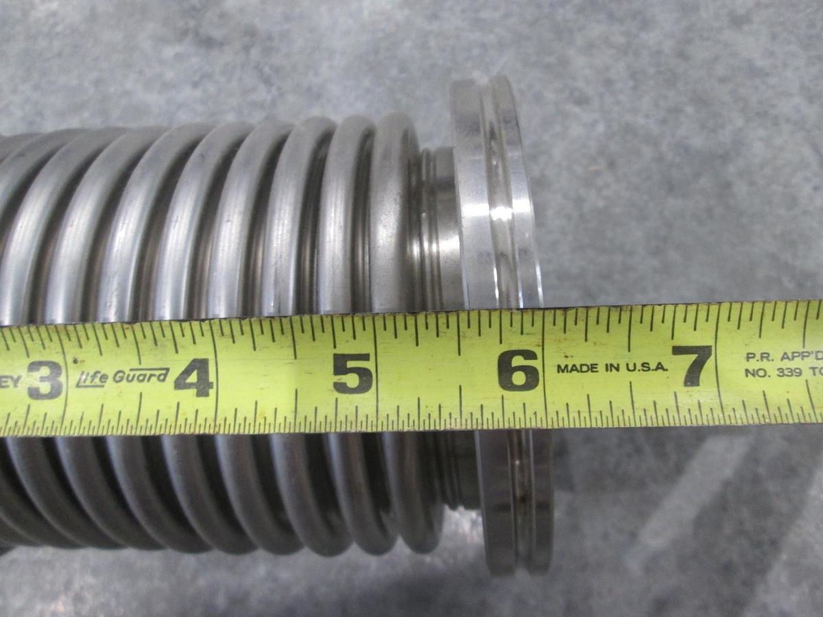 Used Stainless Steel Formed Bellows Vacuum Pipe / Hose, 6"L, 107MM Flange, Used
