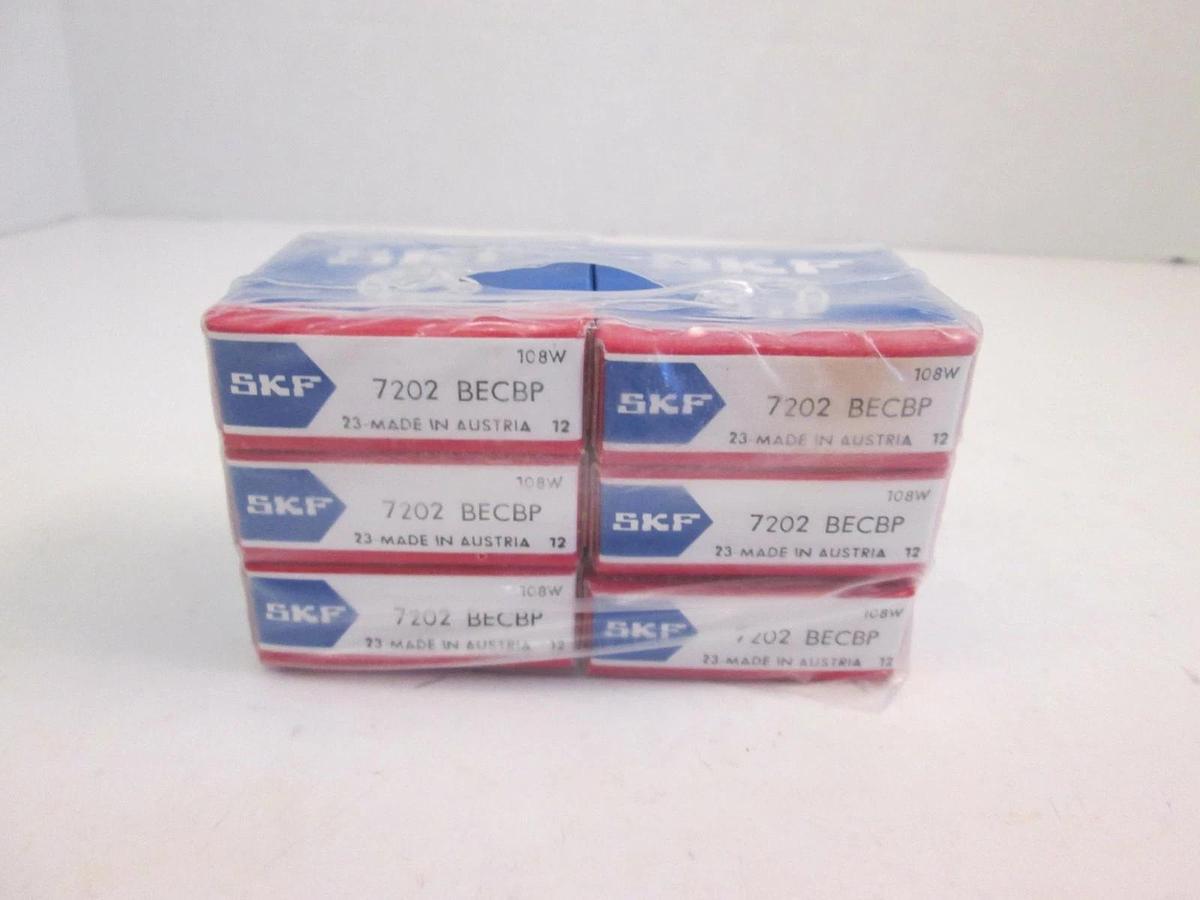 SKF 7202 BECBP Ball Bearings, New, Lot of 6