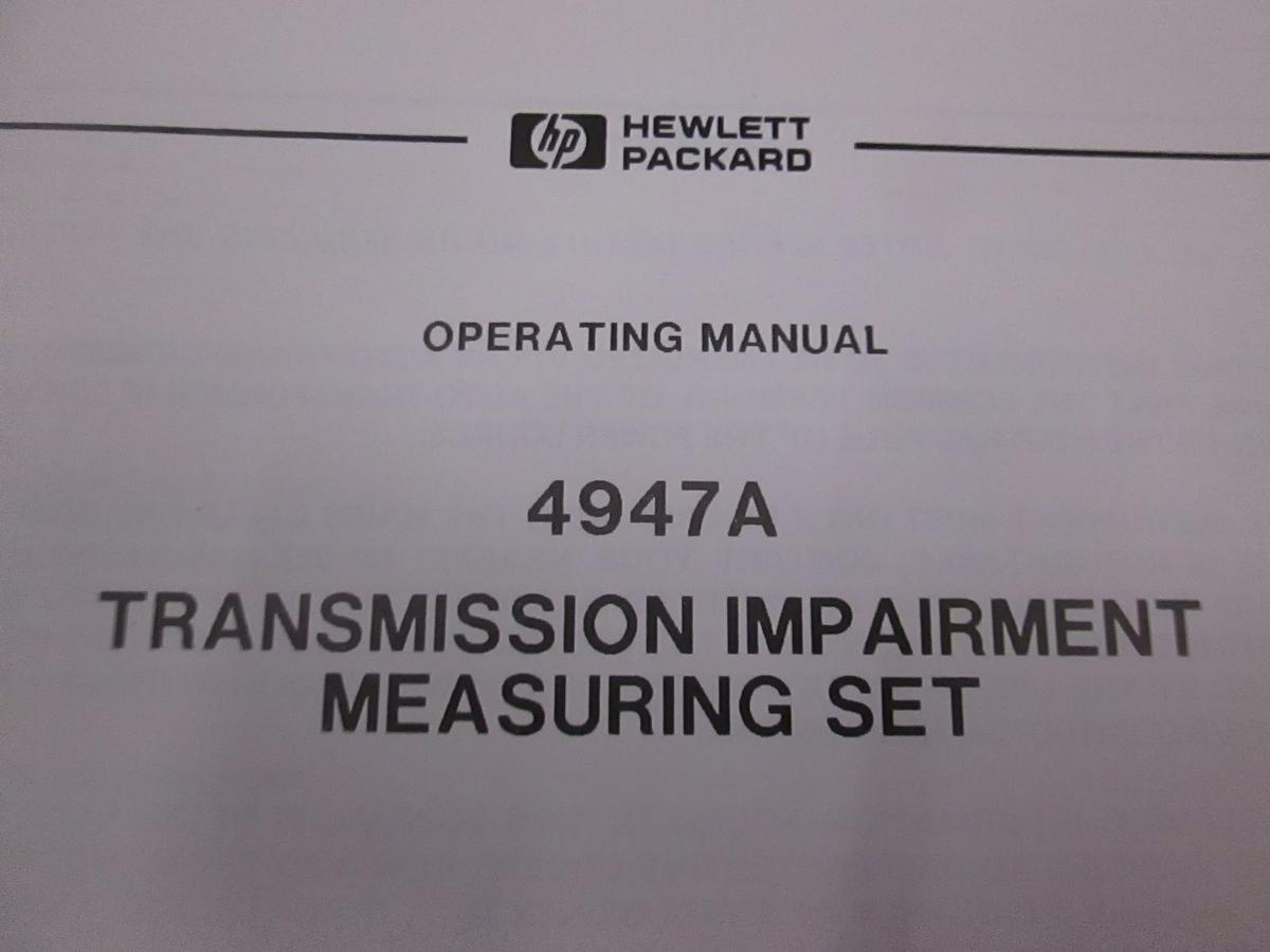Used HP 4947A Transmission Impairment Measuring Set Operating Manual, Used