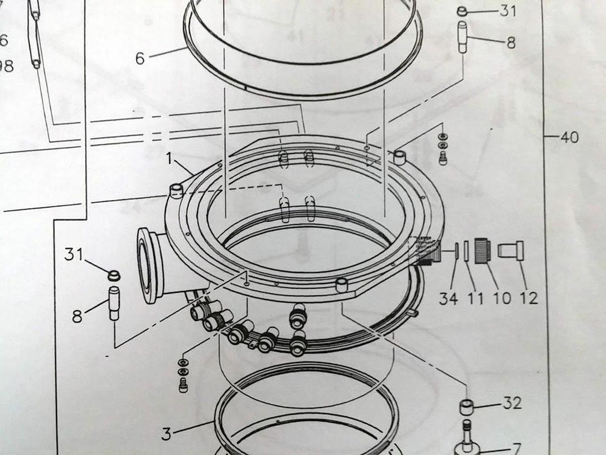 Used TEL Tokyo Electron 1187-131743-12, 2185-033126-12 Manifold Flange Plenum, Alpha8