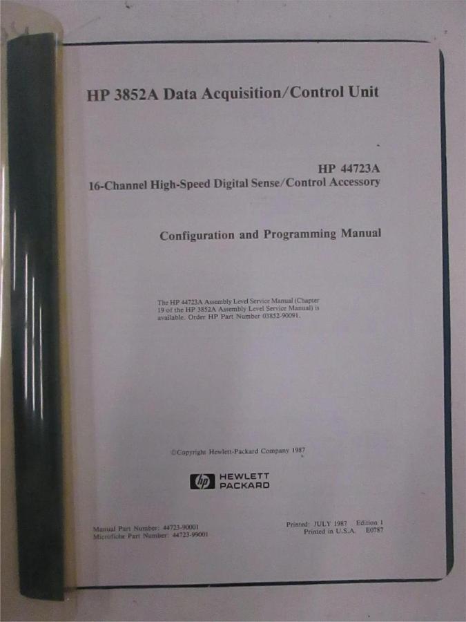 Used HP 3852A Data Acquisition/Control Unit Config and Programming Manual, Used
