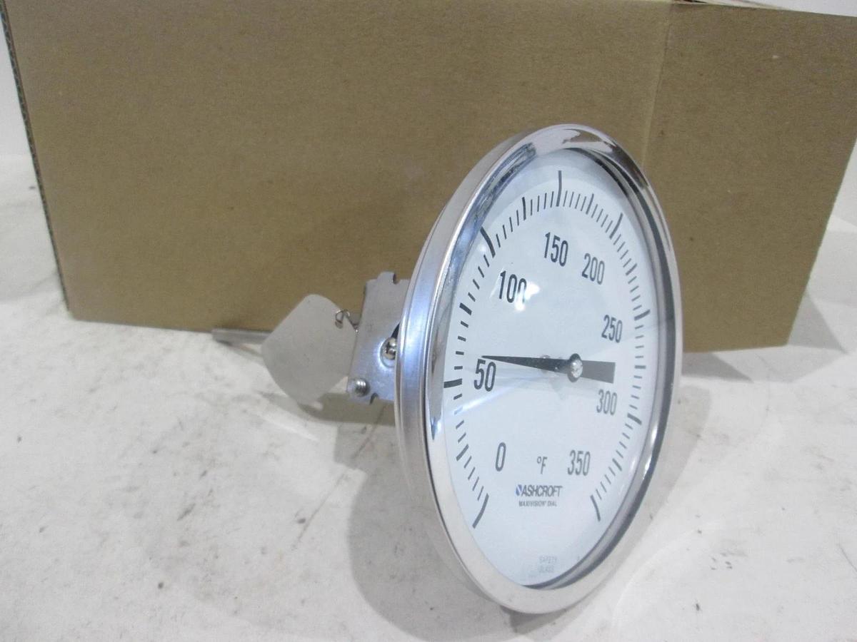 Ashcroft, 50E142E025XNHSG0/350F, 5" Bimetal Thermometer, 1/2" NPT Union, New