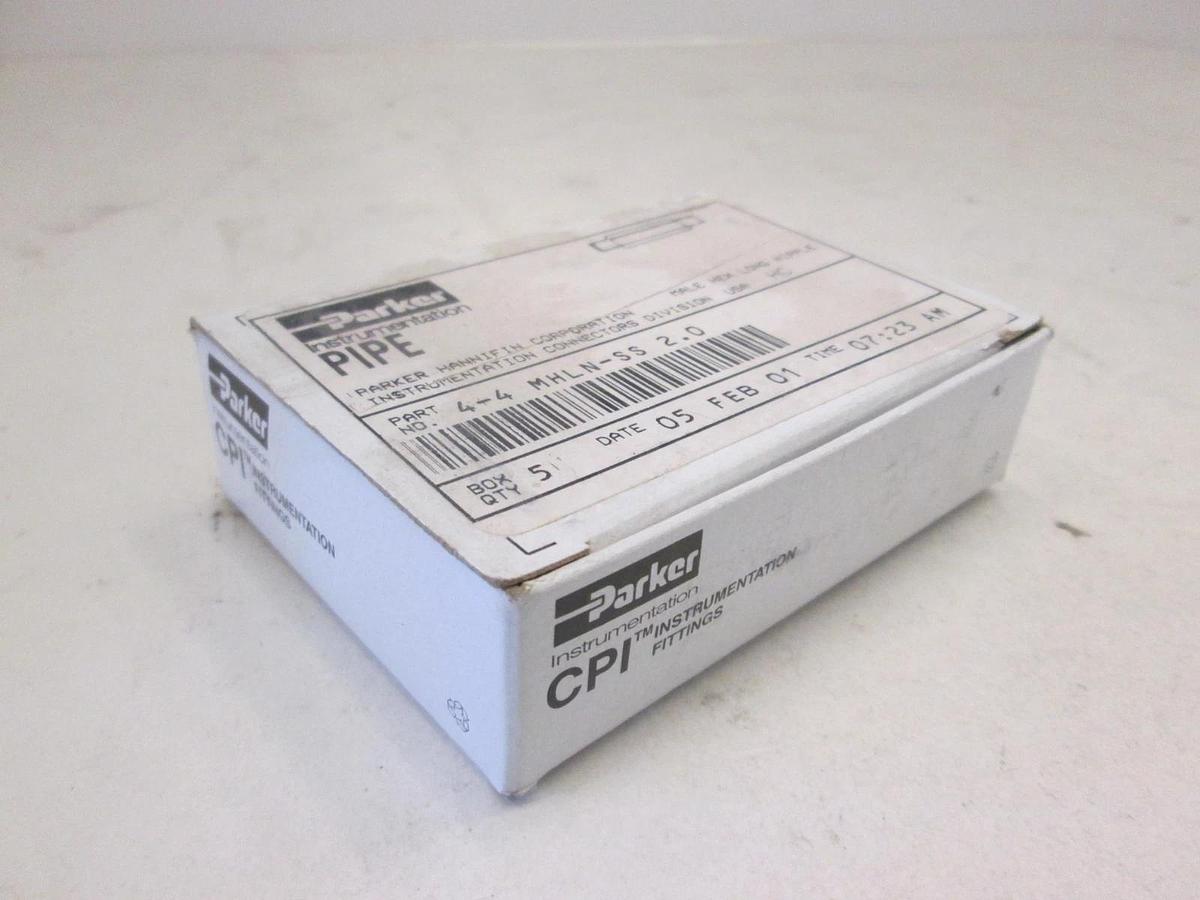 Parker, 4-4 MHLN-SS 2.0, Male Hex Long Nipple, Box of 3, New