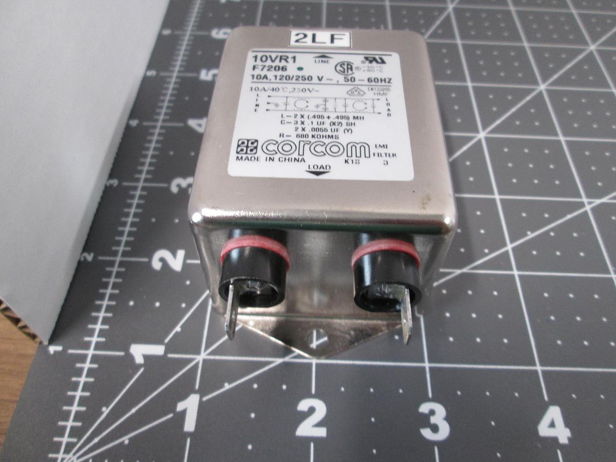 Used Corcom, 10VR1, F7206, EMI RFI power Line Filter 10A 120/250V 50/60Hz