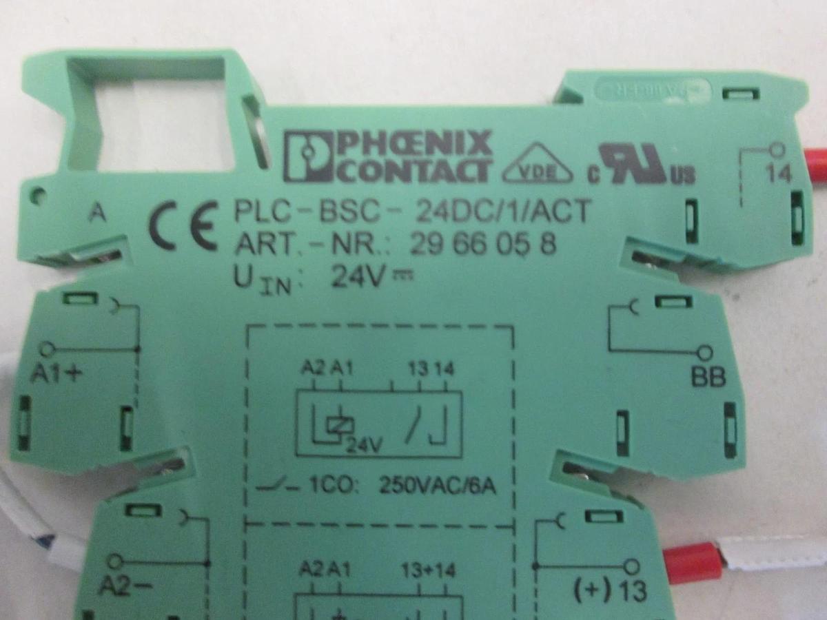 Used Phoenix Contact, PLC-BSC-24DC/1/ACT Relay, Used, Lot of 2