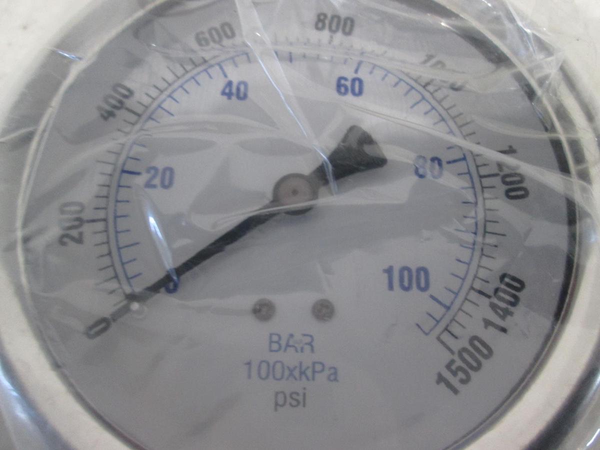 Used PIC Gauge, 201W-402N, 4", 0-1500 PSI/Bar 1/2" LM SS/BR, 70/30 GLY H20 Mix, New