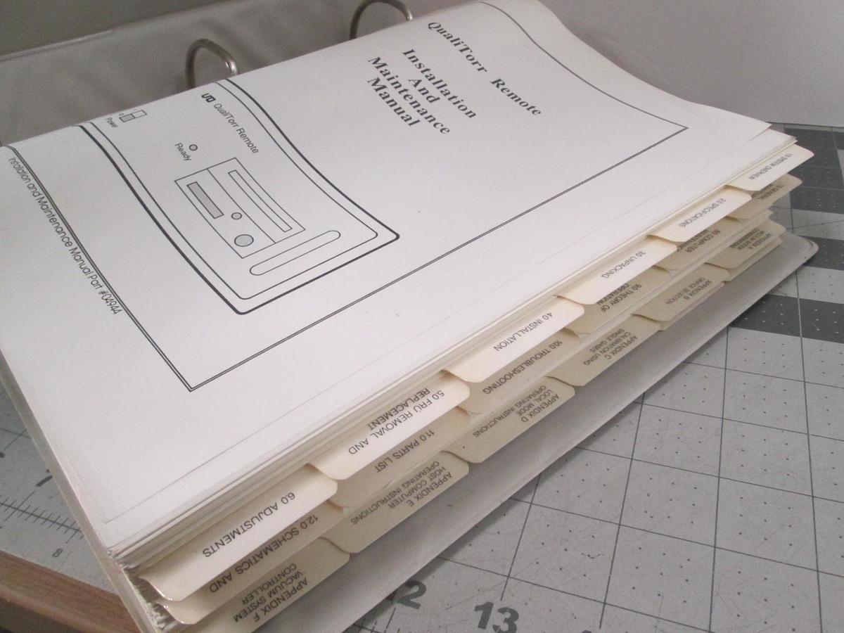 Used UTI, QualiTorr Remote, Installation and Maintenance Manual, Used