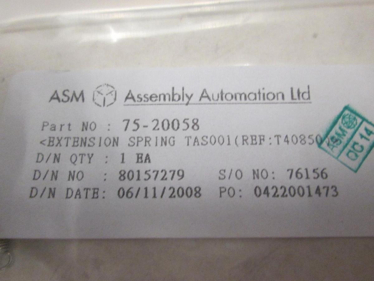 Used ASM, Extension Spring TAS001, 75-20058, New