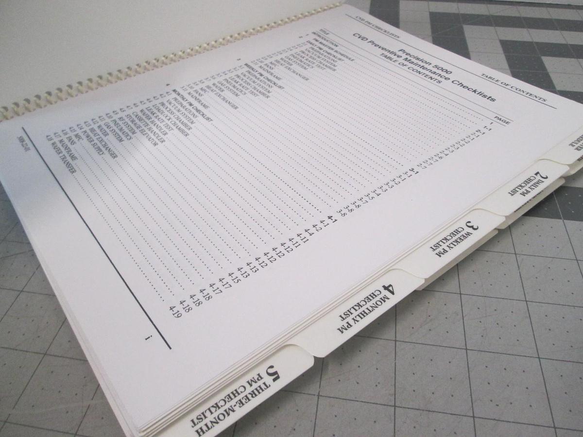 Used AMAT, Precision 5000 Mark II, CVD Preventive Maintenance Checklists, Used