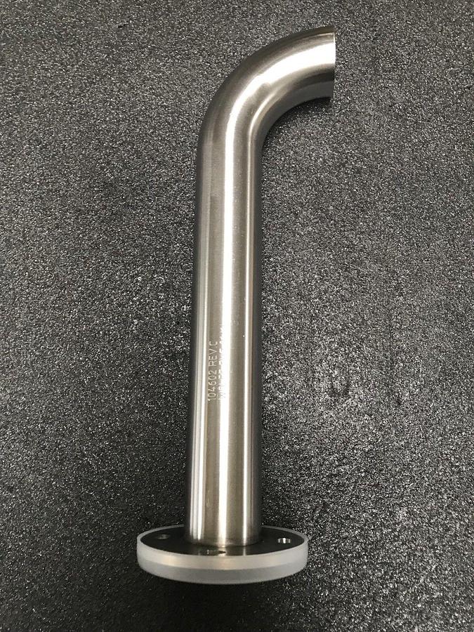 SS Vacuum 1.5"ID x 11"L Pipe Elbow, 3.125" CF Adapter x Butt Weld, New