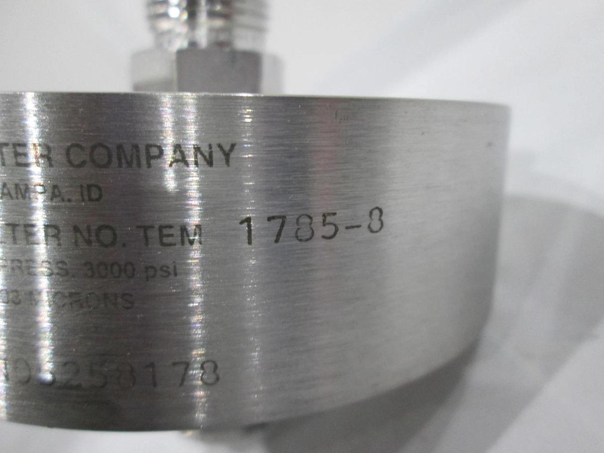 Used TEM Filter Company, 1785-8, Gas Filter, .003 Microns, 3000 PSI, Used
