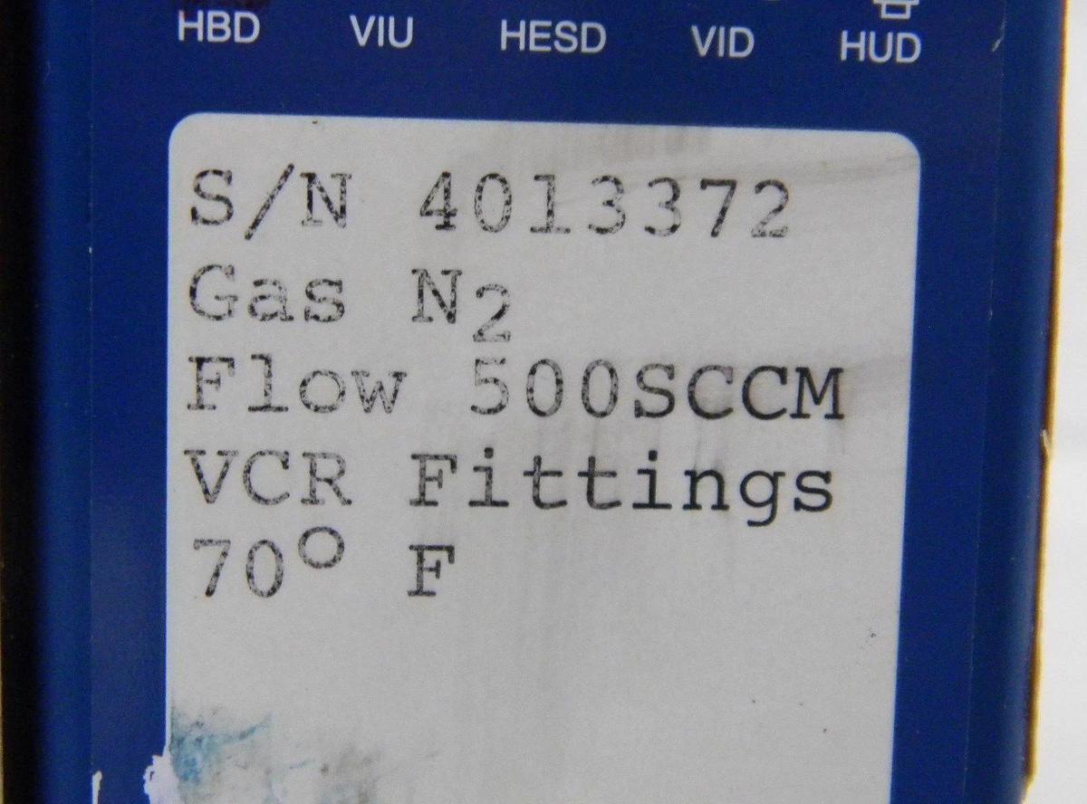Used Precision Flow Devices 401, Mass Flow Controller, Gas- N2, Range- 500 SCCM, VCR
