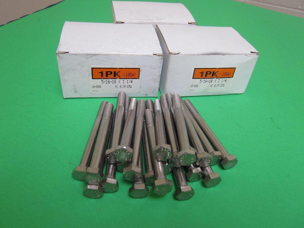 Used Lot of 52! Hex Head Cap Screw with Partial Thread, 18-8SS, 5/16-18 x 3 1/4"