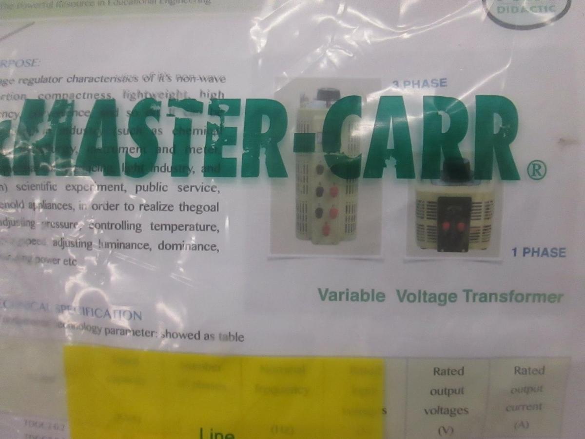 Used Pan Didactic, Variable Voltage Single Stage Transformer, New