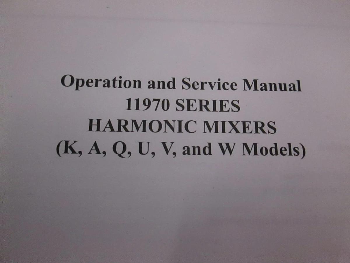 Used Agilent 11970 Series Harmonic Mixers Operation and Service Manual, Used