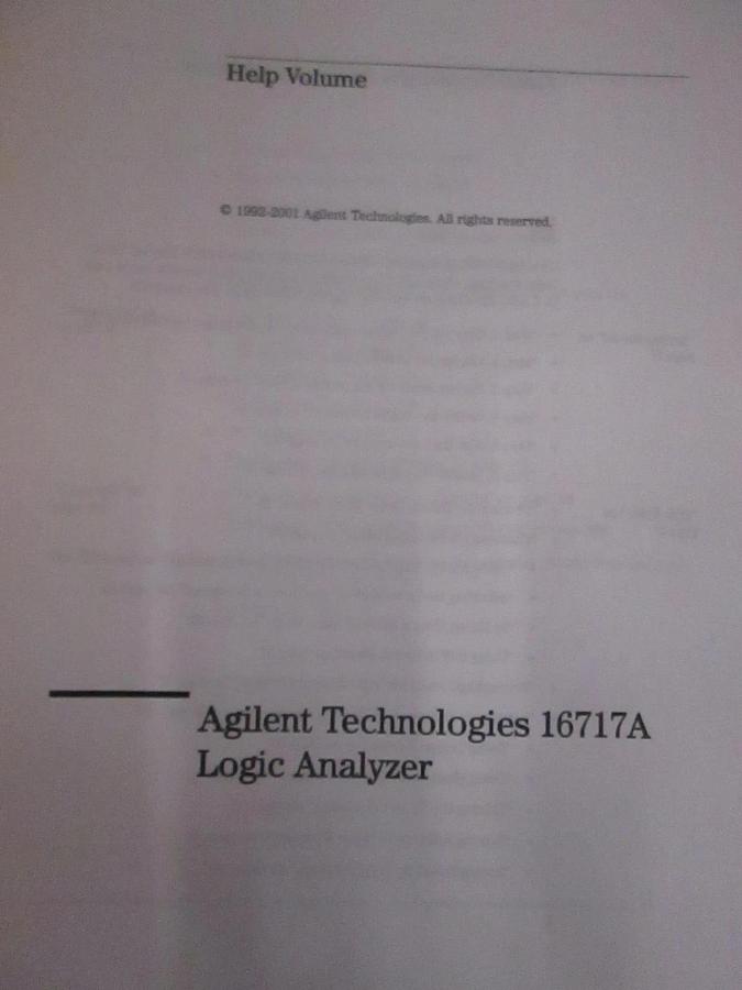 Used Agilent 16717A Logic Analyzer Help Volume, Used