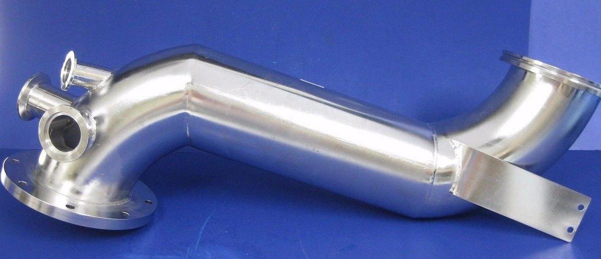 Used HPS Stainless Steel ISO-100 / 6.5" CF Vacuum Pipe Weldement w/ 4 Ports NW40, NW5