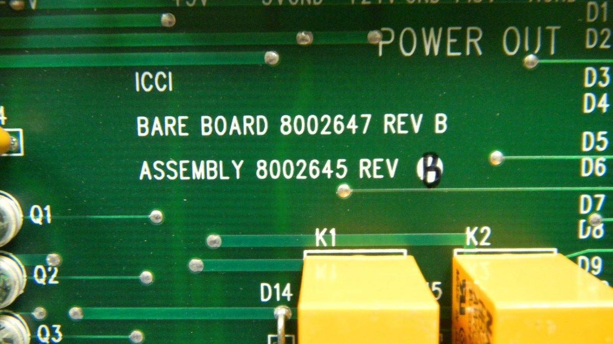 Used ICCI Card Cage, 8002565 Rev D, 8001405 Rev C, 8002555 Rev 3, 8002645 Rev B