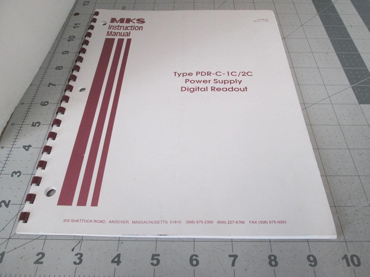Used MKS, PDR-C-1C/2C, Power Supply Digital Readout, Instruction Manual, Used